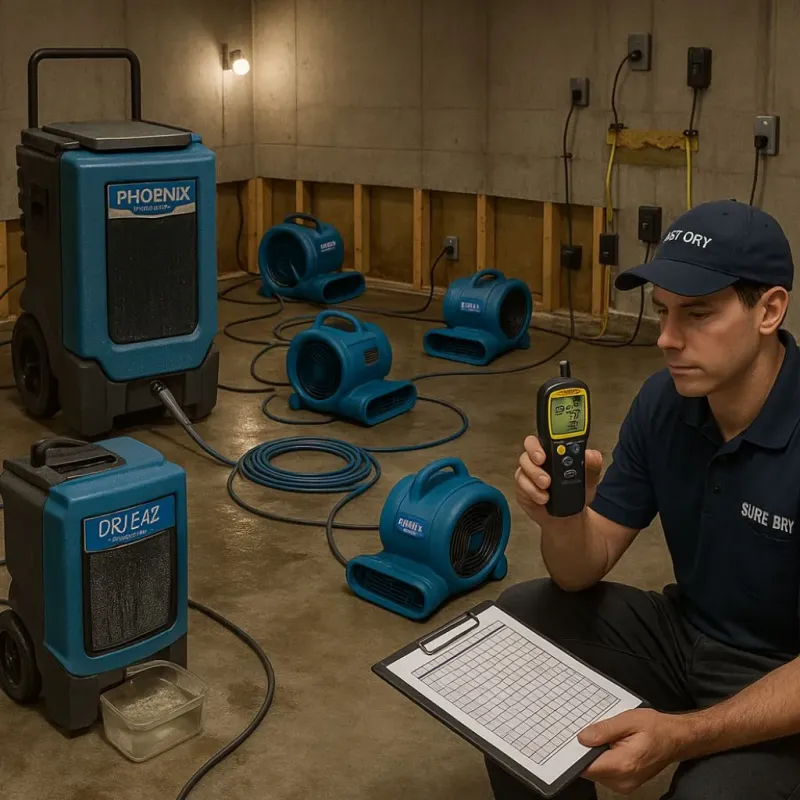 Structural Drying and Dehumidification process in Napa, CA